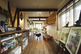 愛犬も愉しむラウンジはヴィンテージスタイルで(一戸建て)