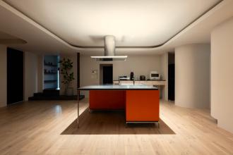 柔らかな空間に主役のキッチンを